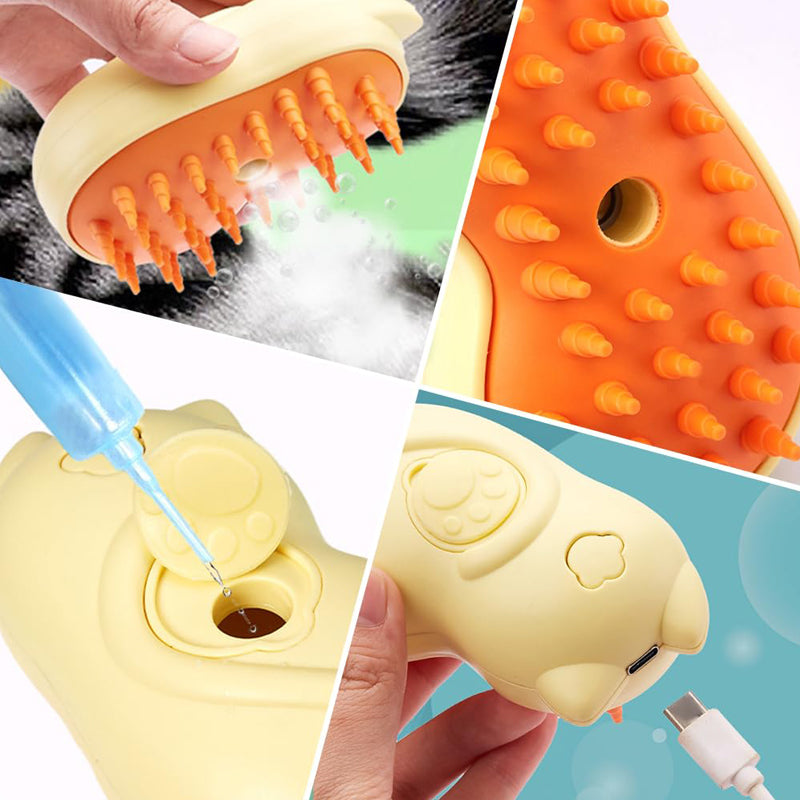 Cat Steamy Brush 3 In1 Spray Cat Brush, Self Cleaning Steam Cat Brush Spray Comb For Removing Tangled And Loose Hair Pet Hair Cleaning Brush Comb For Cats Dogs