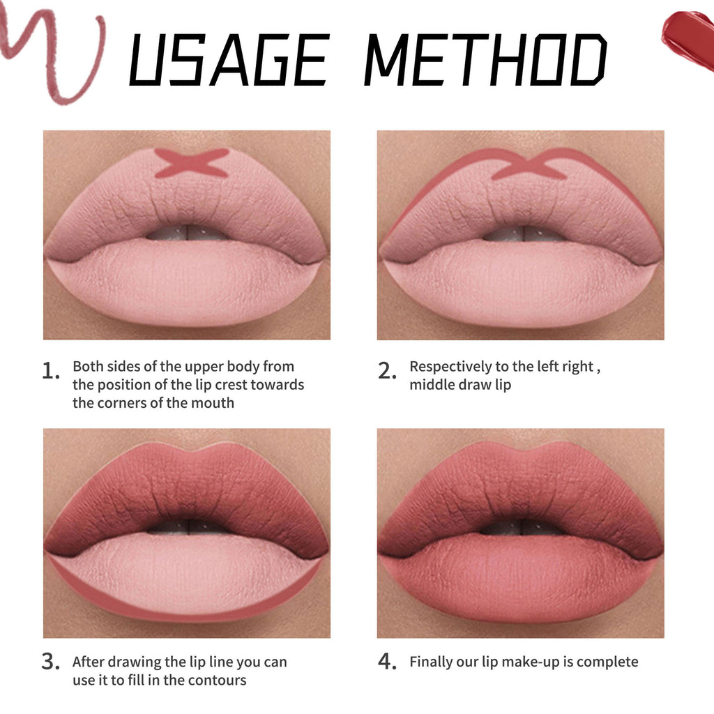 Shcoety Matte Lipstick Lip Liner Suit Non-decolorizing Long-lasting Makeup