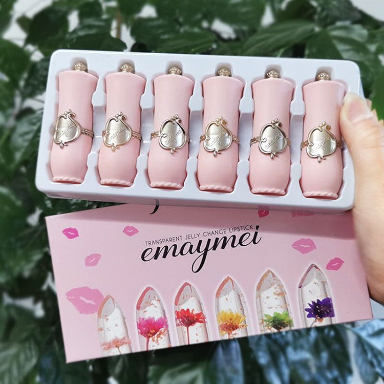 Emaymei Jelly Flower Lipstick Color Changing Lip Gloss Moistening Temperature Crystal Pomade Transparent Lip Color Balm Makeup Cosm