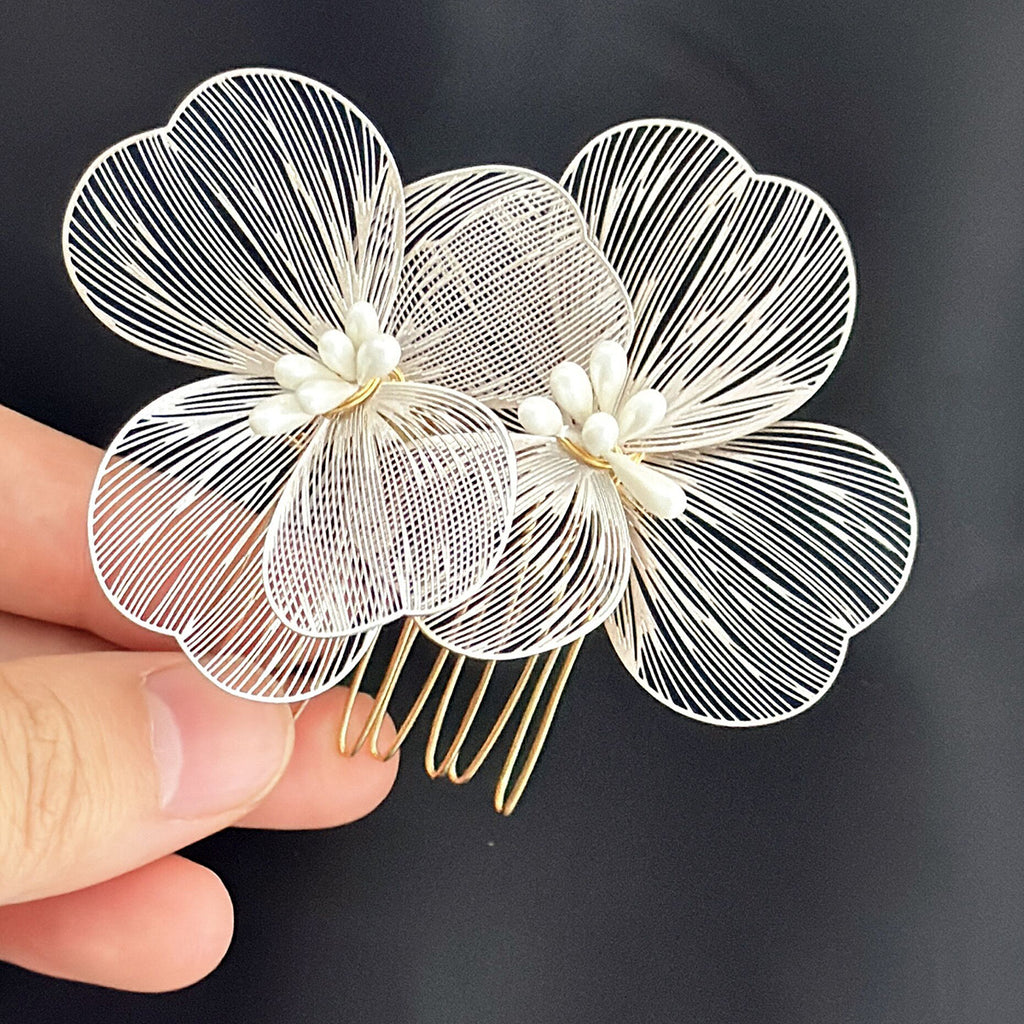 Bridal Headdress Super Fairy Golden Flower Comb