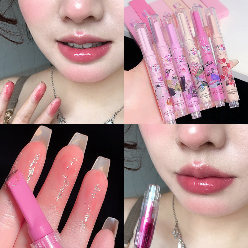 Cappuvini Full Lips Mirror Water Light Fading Lip Lines Moisturizing And Nourishing Lipstick
