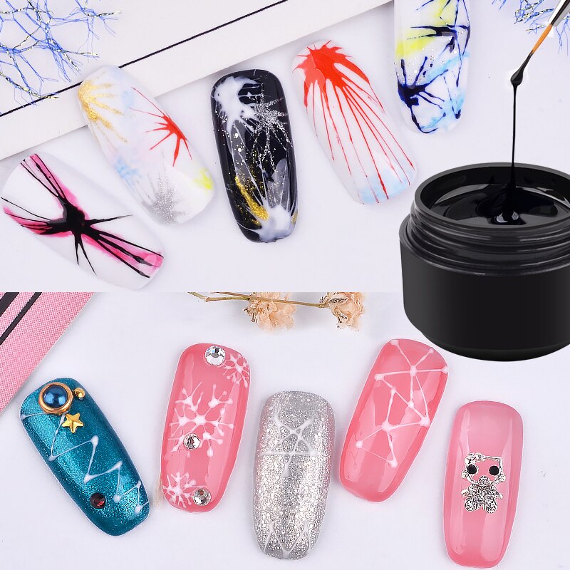 Nail Elastic Drawing Nail Oil Gum Spider Gum Creative ting Phototherapy ting Gum DIY Silk Drawing Gum