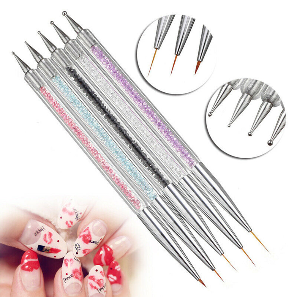 5pcs Set Of Brushes, Point Drill, Draw Line And ted Nail Pen