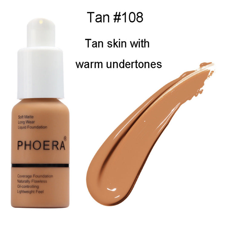 Phoera Explosive Press Type Oil Control Natural Color Matte Concealer Foundation Cream