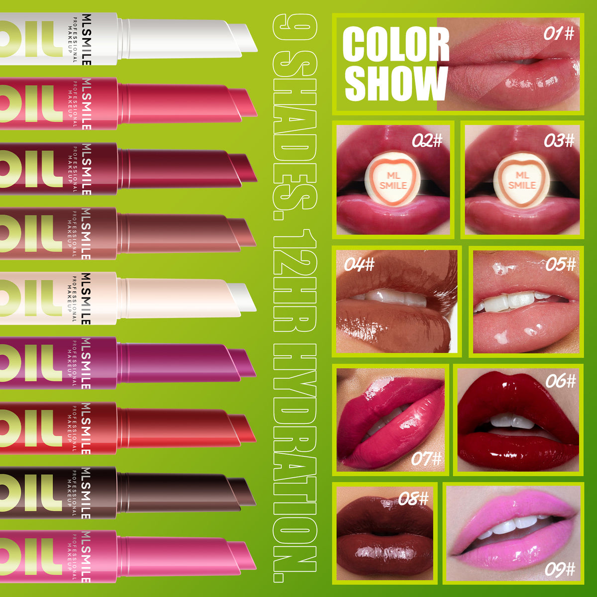 MLSmile Makeup 9 Color Press Lipstick Solid Lipstick