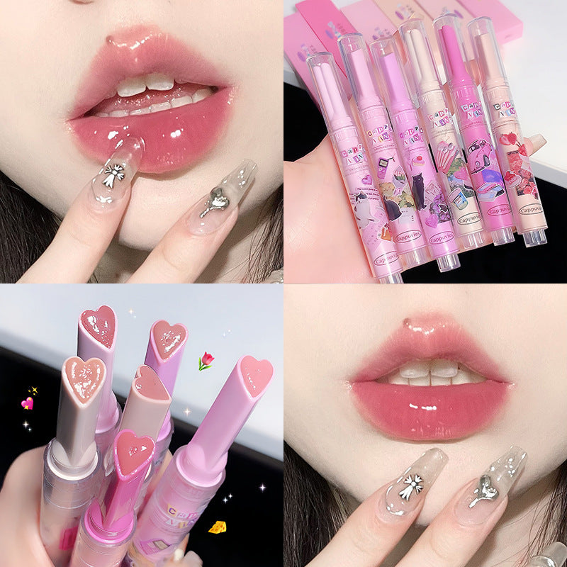 Cappuvini Full Lips Mirror Water Light Fading Lip Lines Moisturizing And Nourishing Lipstick