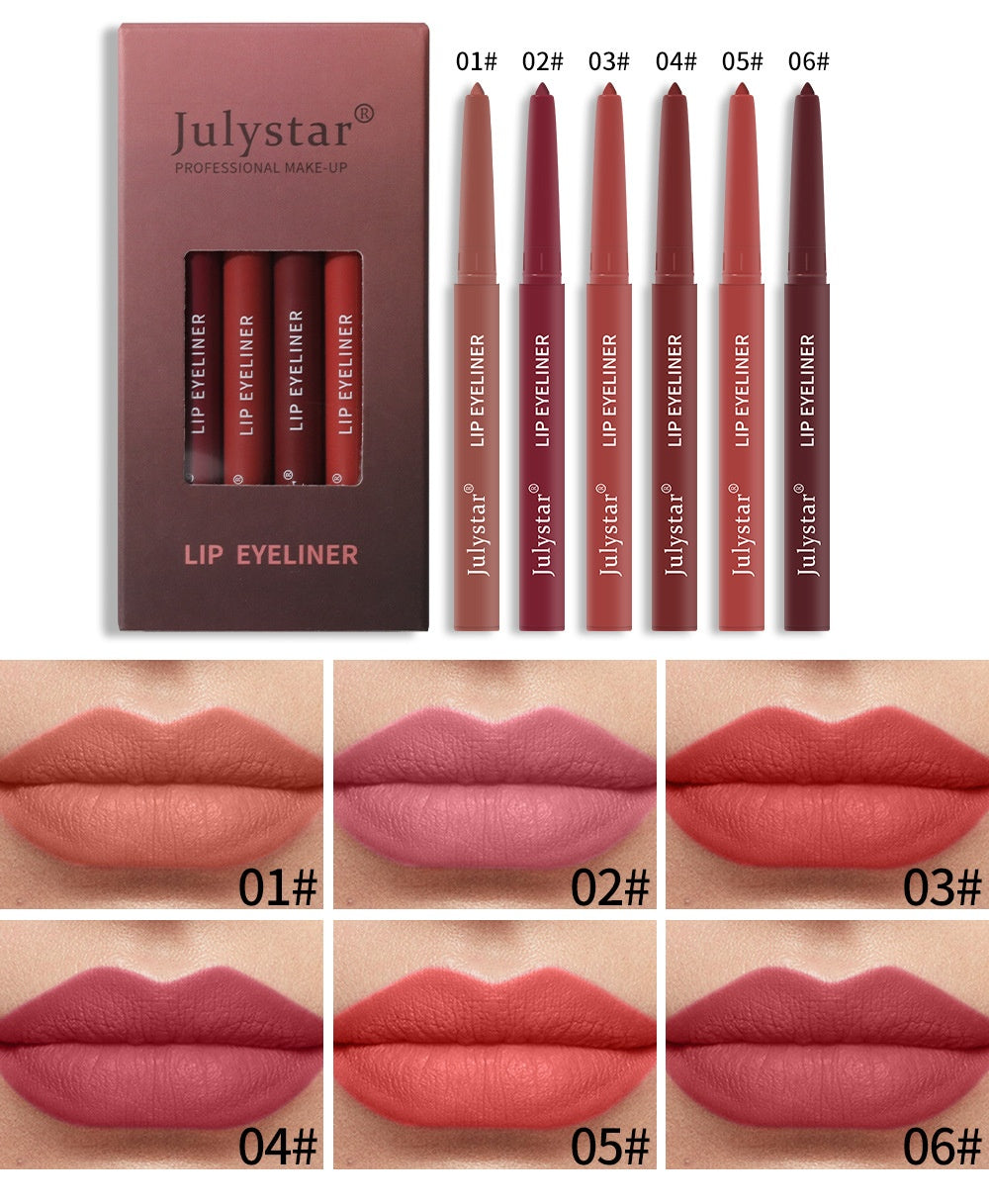 Julystar Lip Pencil Waterproof Not Smudge Lipstick Pen Matte Lip Gloss Rotation