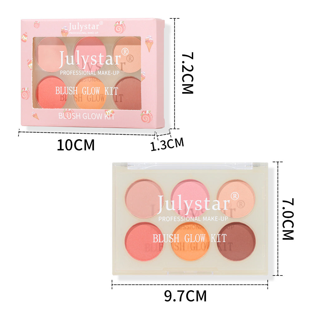 Julystar Beauty Matte Rouge Blush Nourishing Three-dimensional Eye Shadow Six-color Integrated