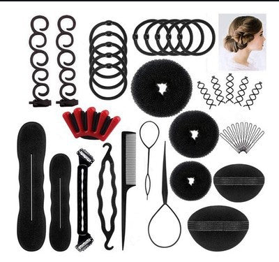Hair Bun Styling Tool Set, 12 Pieces