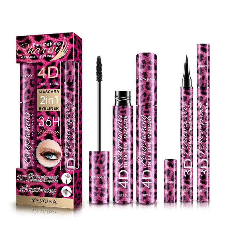 Yanqina Makeup Red Leopard Eyeliner and Mascara Set
