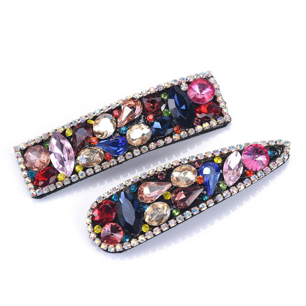 Flannel Hair Clip with Colored Glass Gems