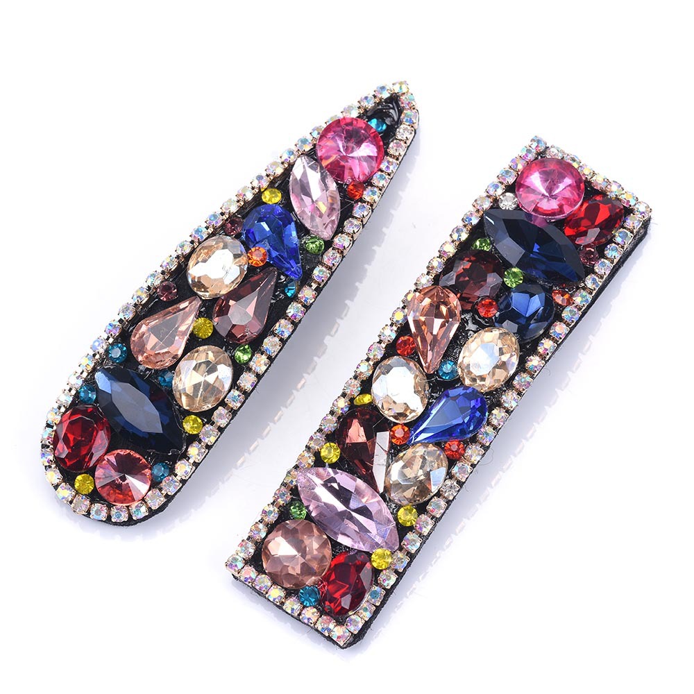 Flannel Hair Clip with Colored Glass Gems