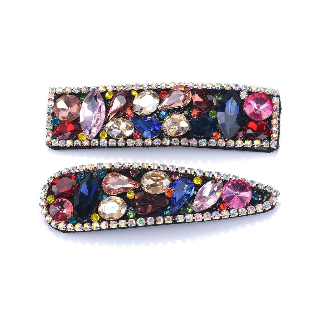 Flannel Hair Clip with Colored Glass Gems