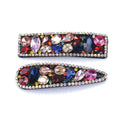 Flannel Hair Clip with Colored Glass Gems