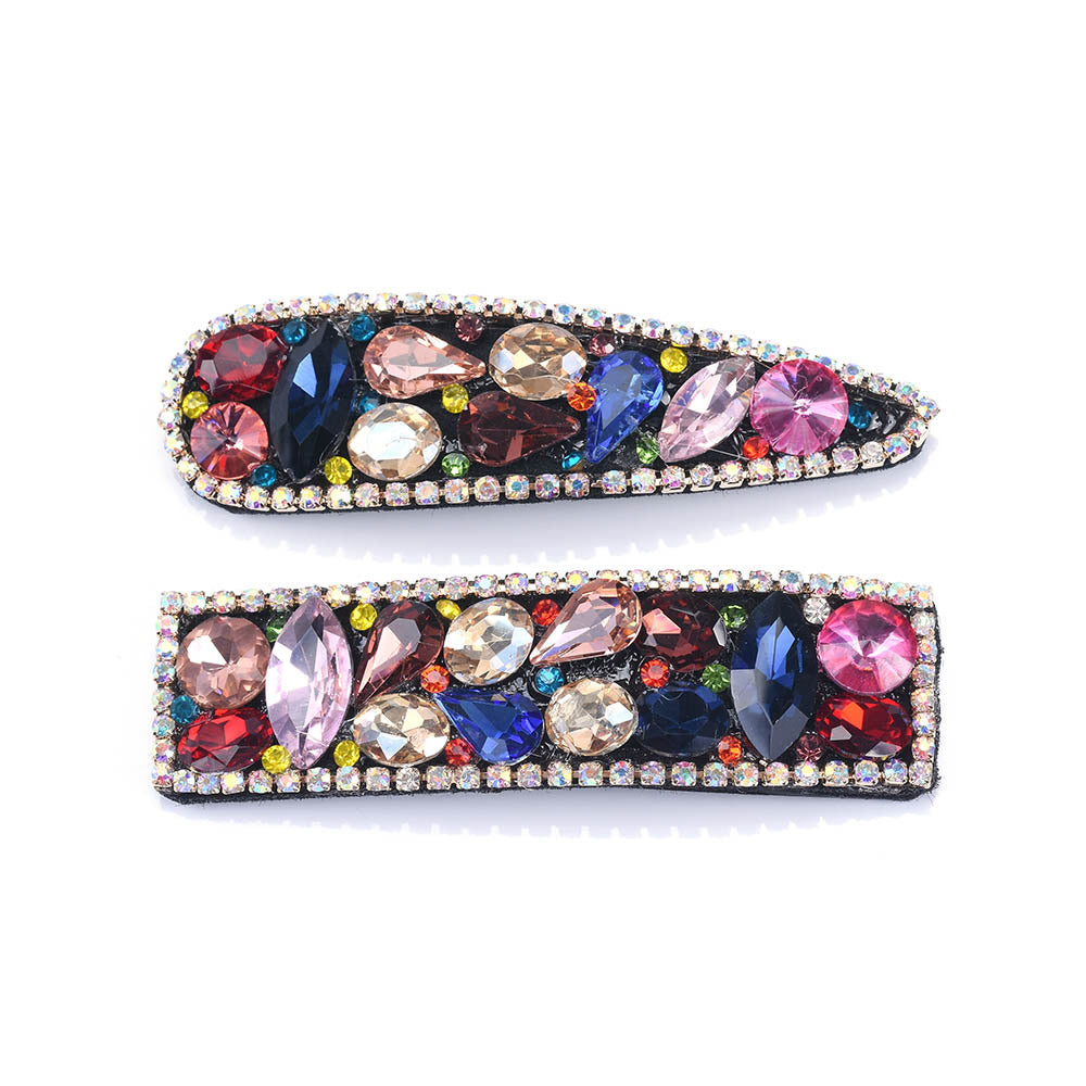Flannel Hair Clip with Colored Glass Gems