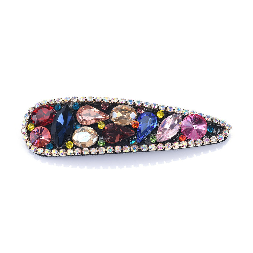 Flannel Hair Clip with Colored Glass Gems