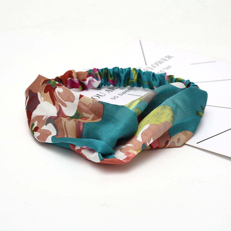 Cross Elastic Headband Chiffon Silk Headband
