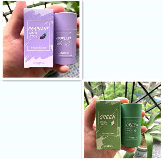 Mengsiqi Face Blackhead Cream Eggplant Green Tea Cooling Deep Cleansing Clay Mask