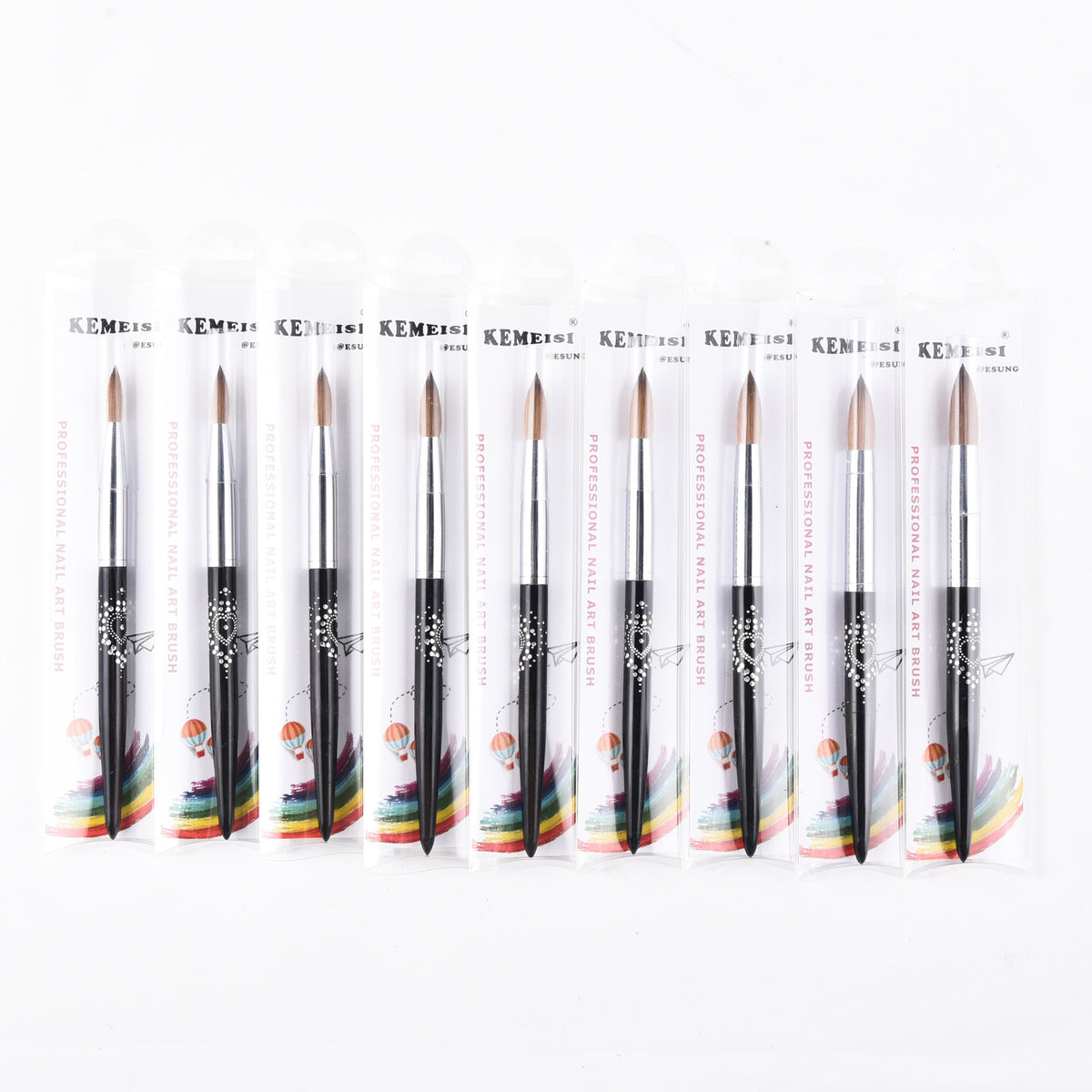 Multi-Specification Mink Hair Manicure Brush Flat Head Nail Polish Glue ted Phototherapy Pen