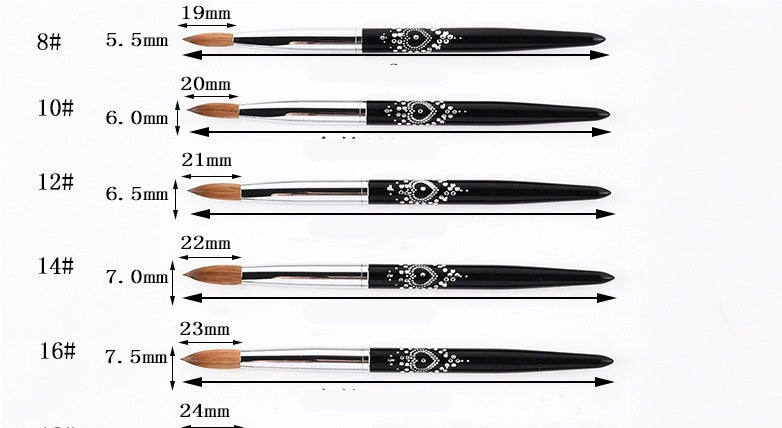 Multi-Specification Mink Hair Manicure Brush Flat Head Nail Polish Glue ted Phototherapy Pen