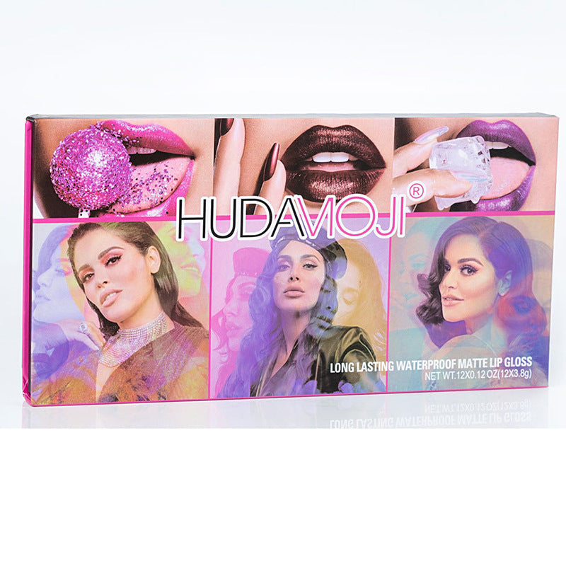 HudaMoji New 12 Matte Lip Glaze Lip Makeup Set