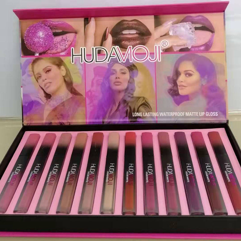 HudaMoji New 12 Matte Lip Glaze Lip Makeup Set