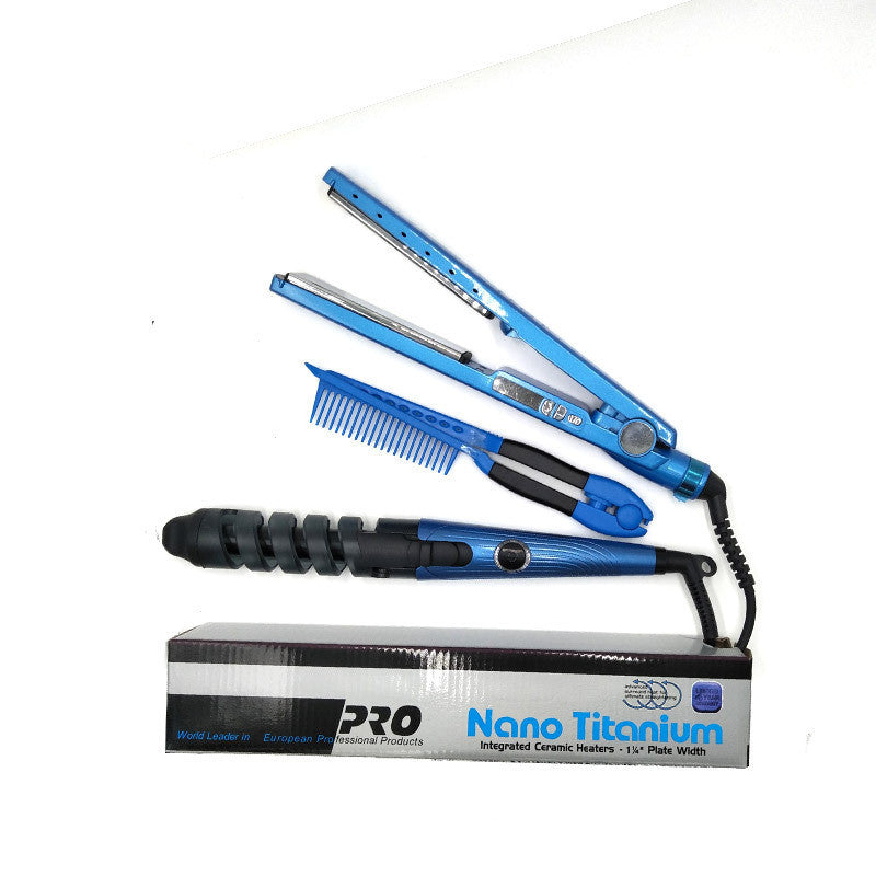 Pro Nano Titanium Spiral Curler Comb Set Does Not Hurt Hair Titanium Alloy Splint