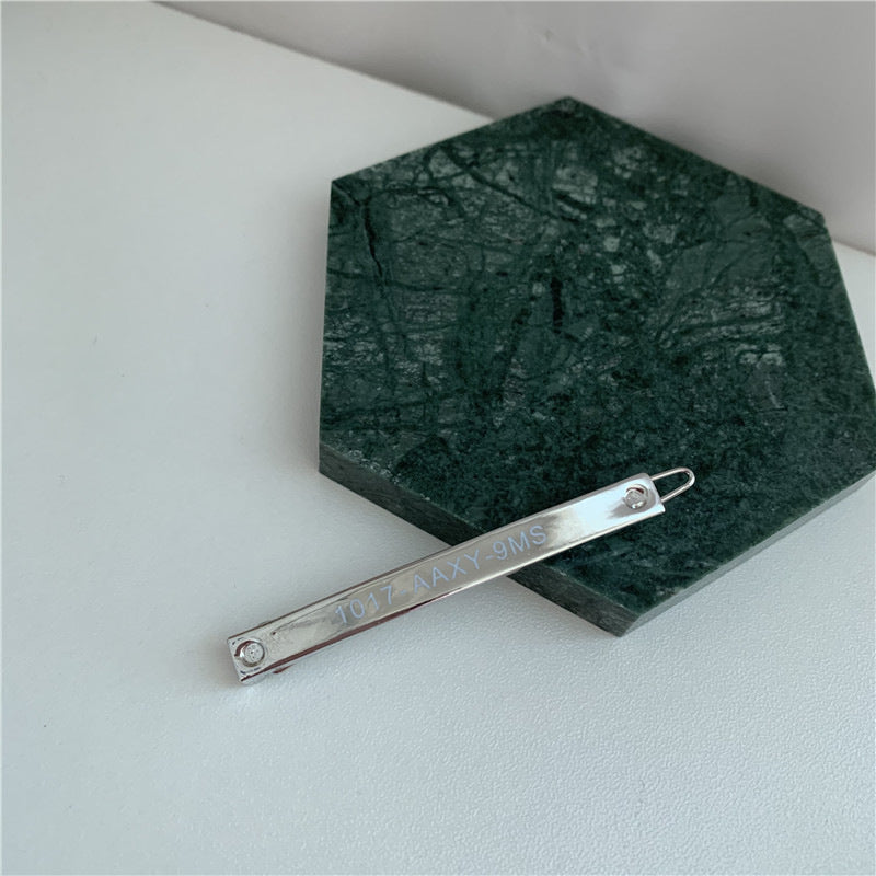 Simple Matte Black Silver Letter Hairpin