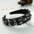 Hand-Stitched Fabric Headband Inlaid With Glass Diamonds Shiny Ball Headband