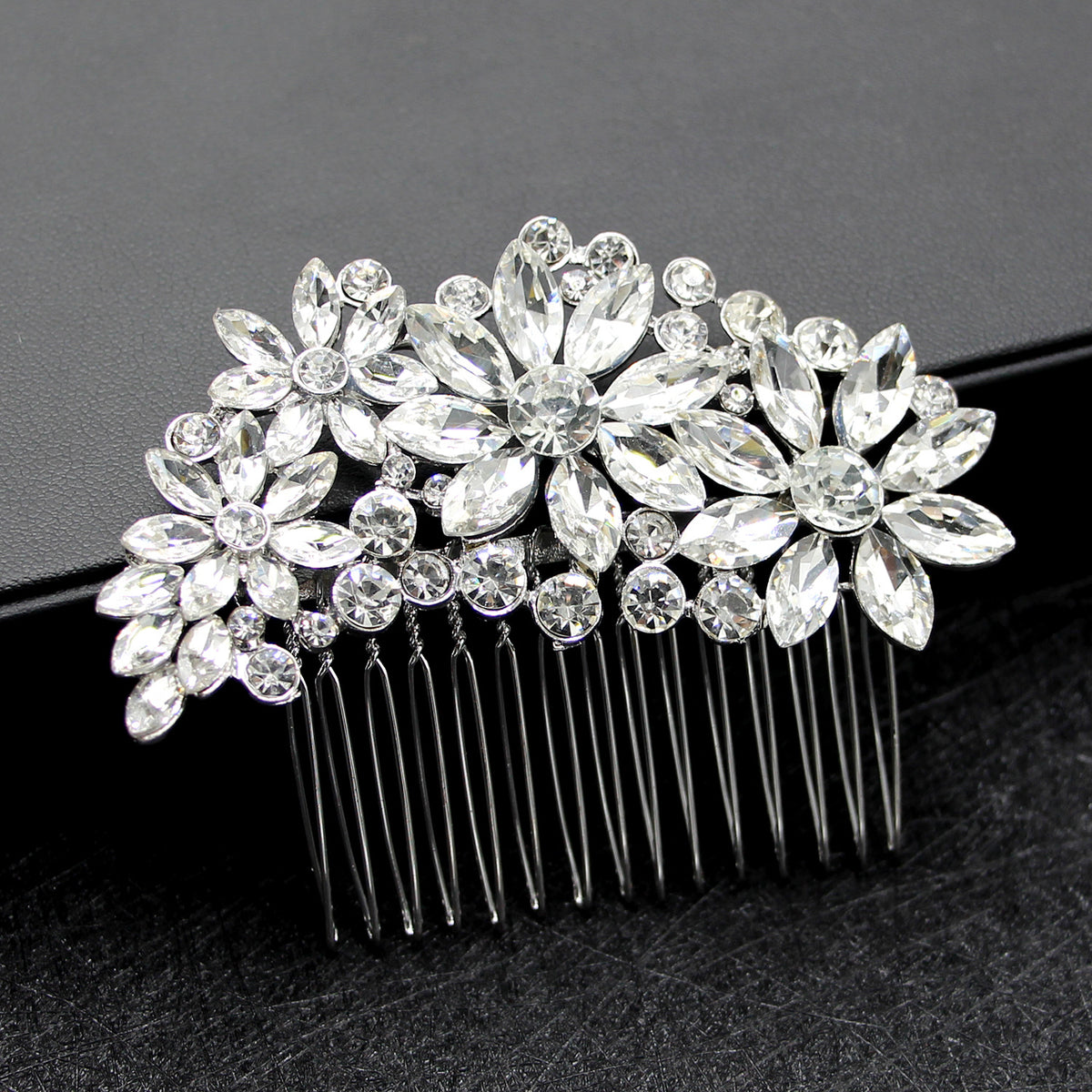 Alloy Hair Comb Insert Comb Exquisite Square Glass Rhinestone Bridal Hair Comb