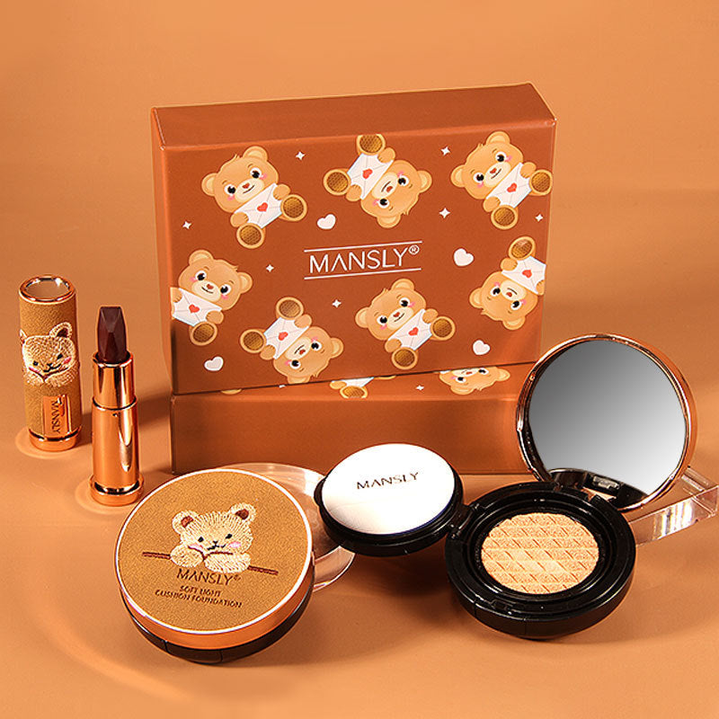 Mansly Bear Three-Color Lipstick Cushion Two-Piece Set