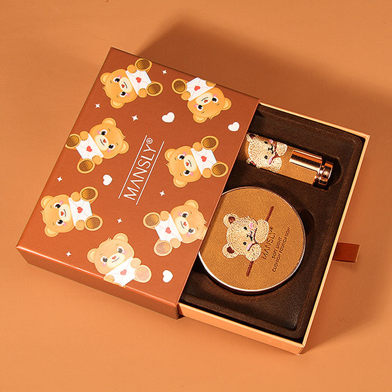 Mansly Bear Three-Color Lipstick Cushion Two-Piece Set