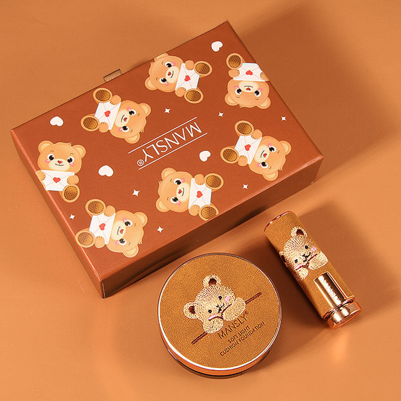 Mansly Bear Three-Color Lipstick Cushion Two-Piece Set