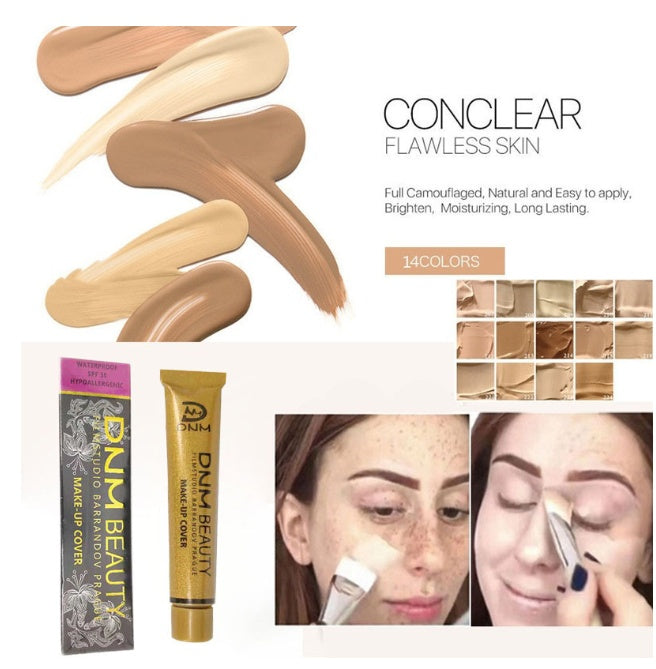DNM Concealer Liquid Foundation Cream Cover Tattoo Blemish Skin MarksConcealer Moisturizing Full Camouflaged Natural Brighten Makeup