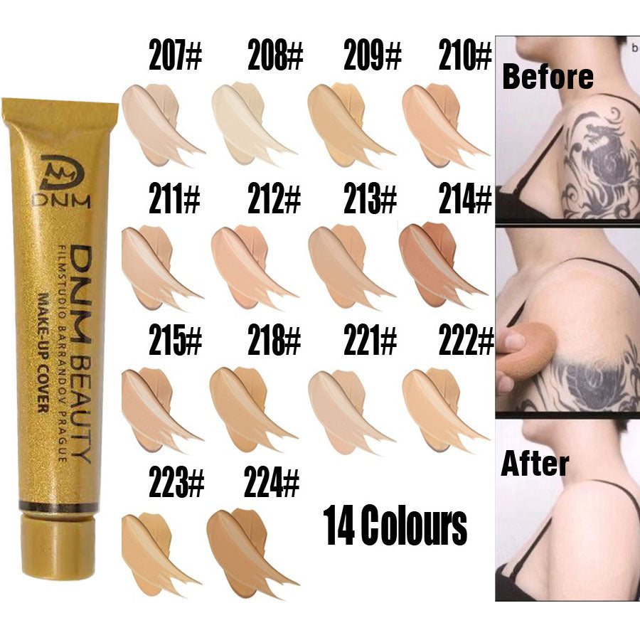 DNM Concealer Liquid Foundation Cream Cover Tattoo Blemish Skin MarksConcealer Moisturizing Full Camouflaged Natural Brighten Makeup