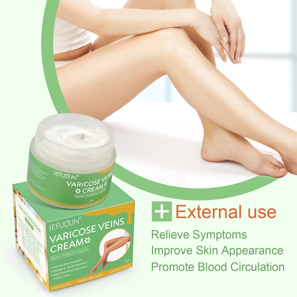 Sefudun Vein Cream Red Blood Streaks Repair Earthworm Leg Bruises Bulge Relief Pain Safflower Skin care lotion Varicose Cream