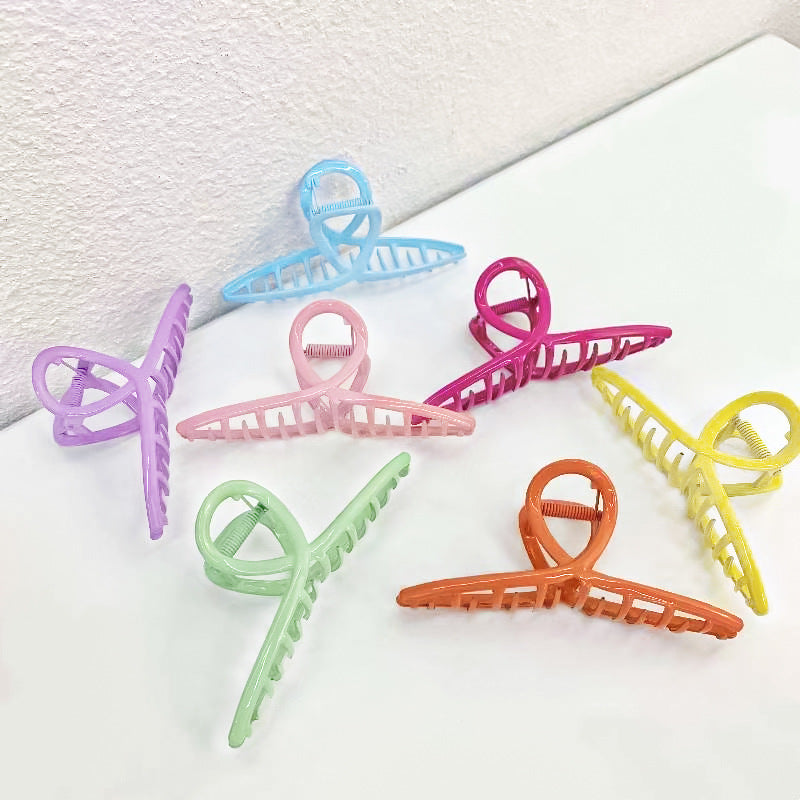 Spring And Summer Girl Back Head Plate Hairpin Shark Clip Candy Color t Catch Clip Hairpin Hollow Cross Hair Catch Hair Accessories