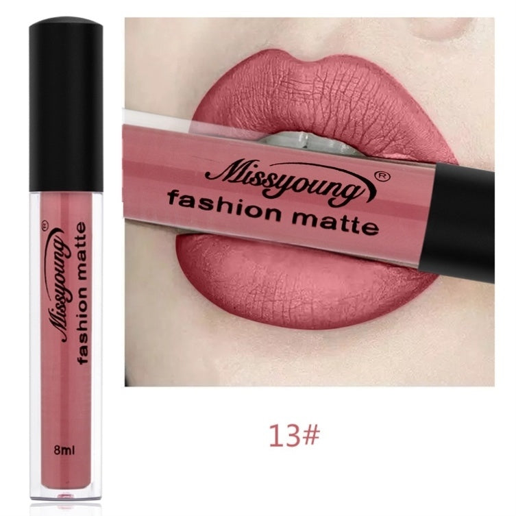 MissYoung Lip Gloss Liquid Lipstick Non-Stick Cup Matte Makeup Llipstick