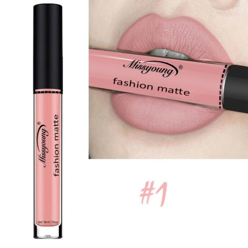 MissYoung Lip Gloss Liquid Lipstick Non-Stick Cup Matte Makeup Llipstick