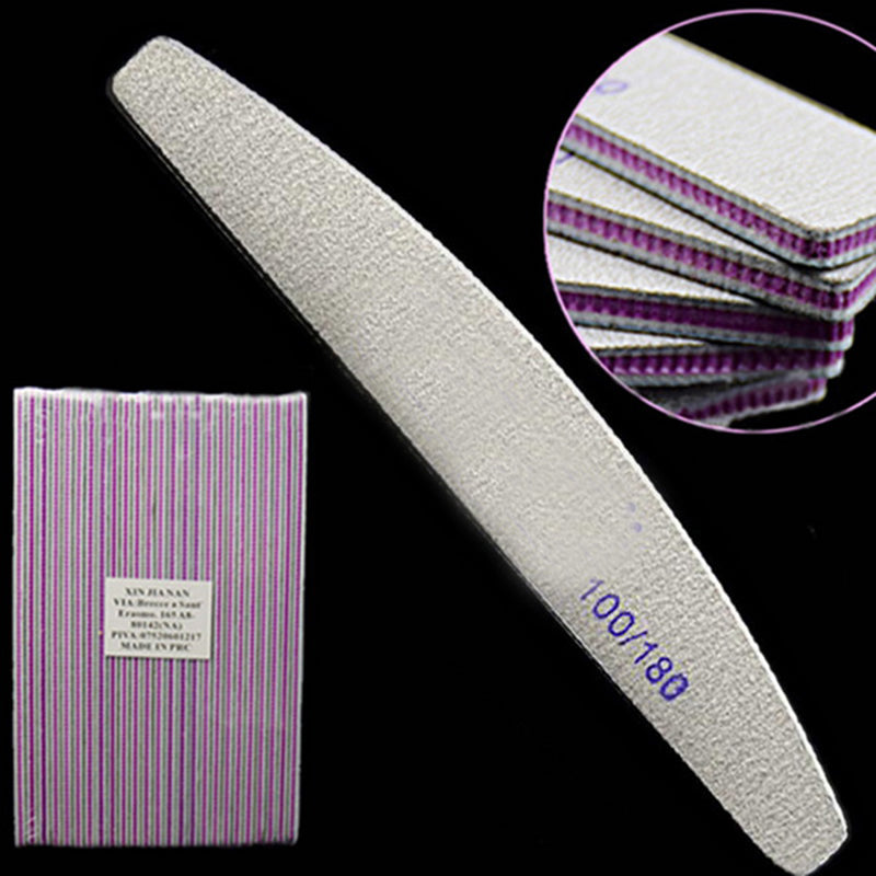 Nail File Half-moon Shape Nourishinging Purple Heart With Teeth Rubbing Strip, Polishing Strip 100 180 Mesh Emery Nail Tool