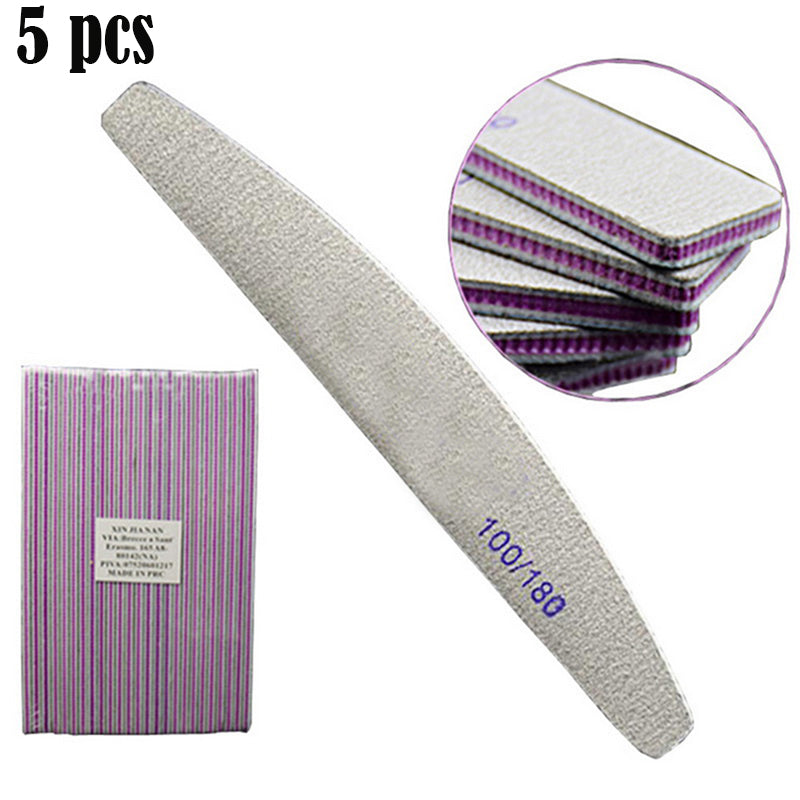 Nail File Half-moon Shape Nourishinging Purple Heart With Teeth Rubbing Strip, Polishing Strip 100 180 Mesh Emery Nail Tool