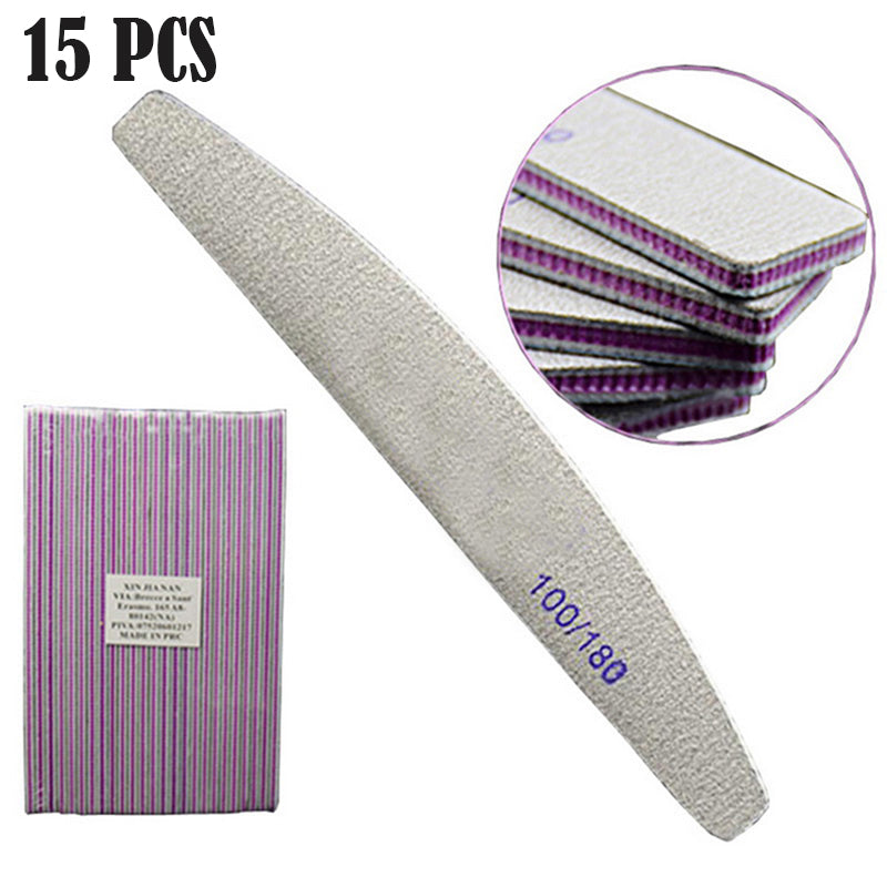 Nail File Half-moon Shape Nourishinging Purple Heart With Teeth Rubbing Strip, Polishing Strip 100 180 Mesh Emery Nail Tool