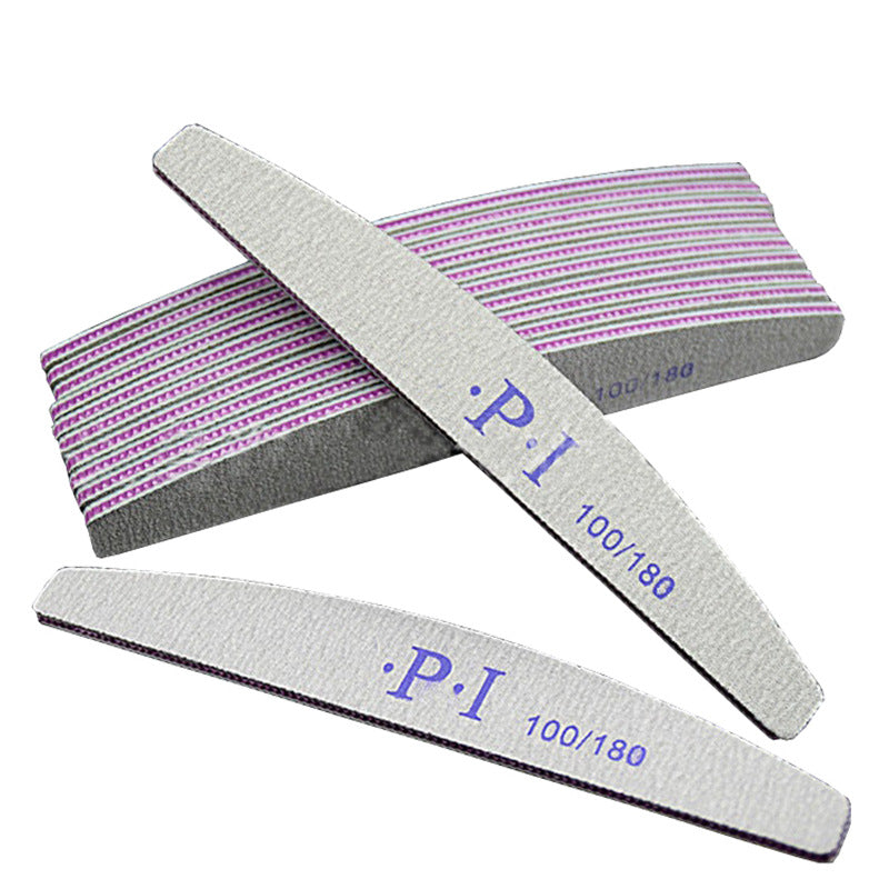 Nail File Half-moon Shape Nourishinging Purple Heart With Teeth Rubbing Strip, Polishing Strip 100 180 Mesh Emery Nail Tool