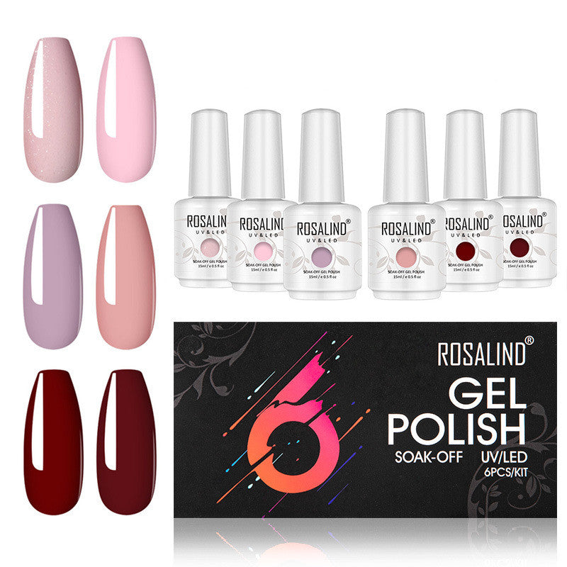 Rosalind Japanese Style Nail Polish Set, Plant Phototherapy Glue, UV Nail Polish Gel 6 Pcs