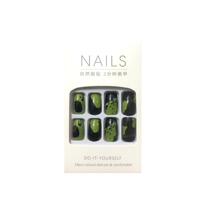 Black And Green Future Art Graffiti Wearing Nail Art Finished Fake Nail Nail Patch Nail Patch Waterproof And Removable