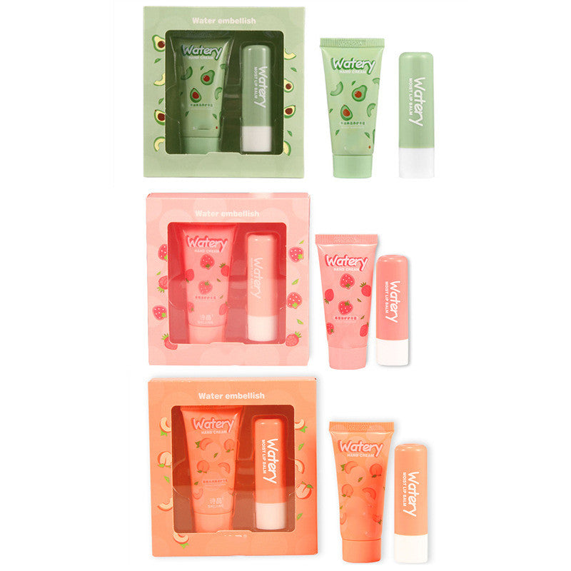 Watery Heng Fang Shi Jing, Avocado, Strawberry, Peach, Hand Cream, Lip Balm, A Set Of Moisturizing And Moisturizing Students.
