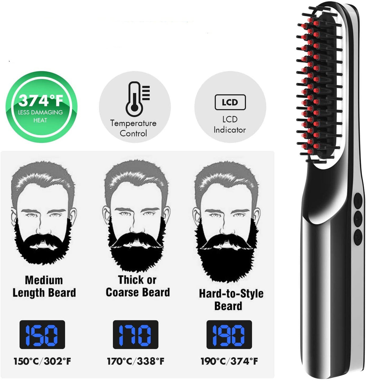NASV Usb Charging Straight Hair And Beard Comb