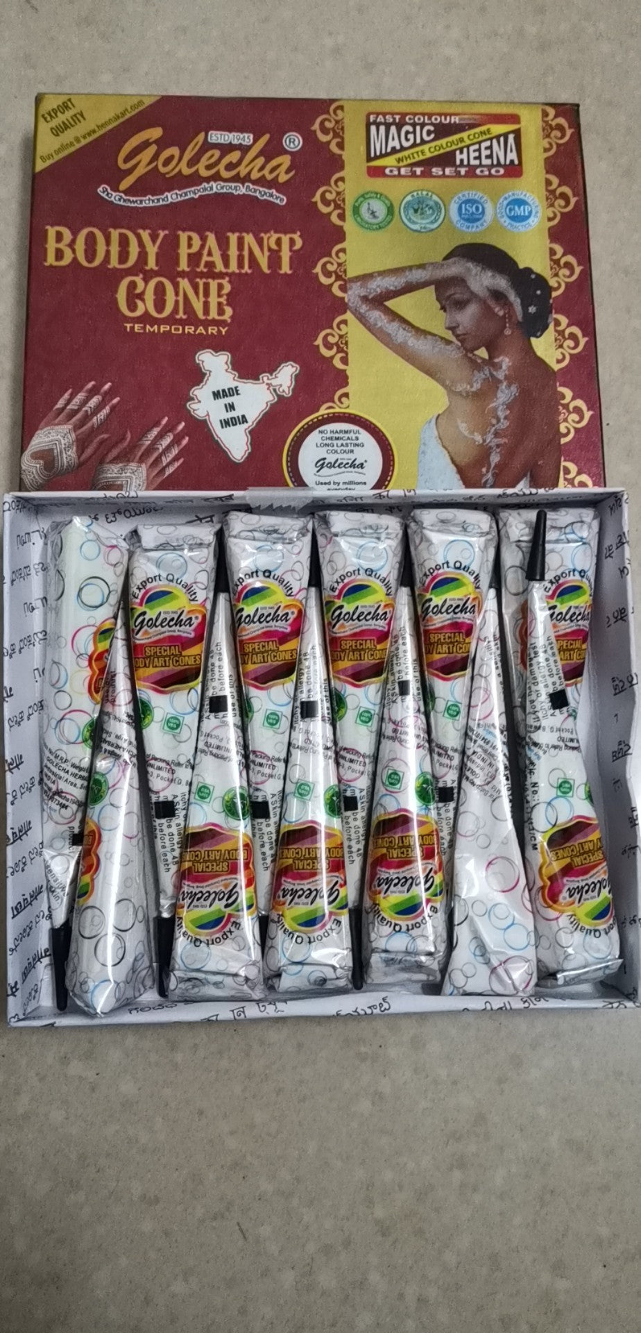 Galeecha Mehendi Glitter Hand Painted Cream Tattoo Cream Color