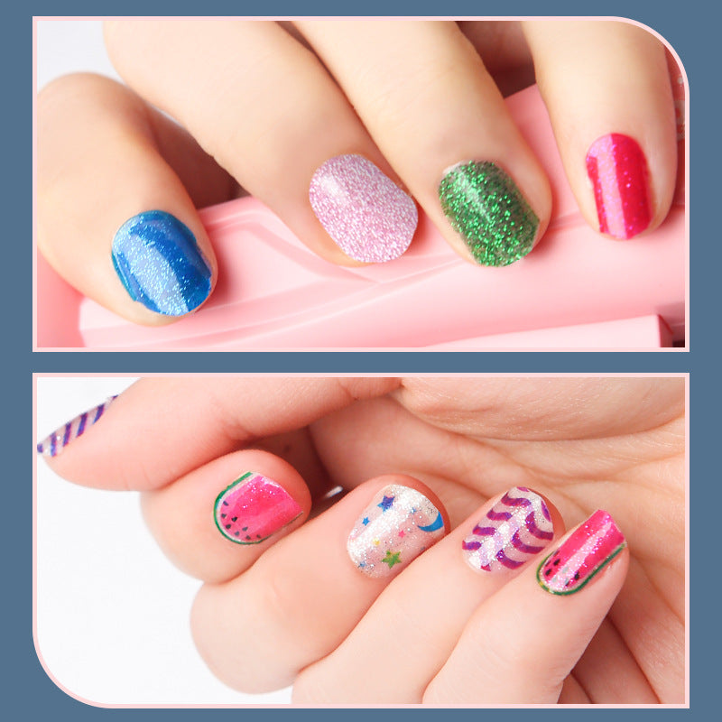 Glam Nail Cross-Border Children Girls Makeup Nail Stickers Set Girls Play House Handmade Diy Nail Stickers Makeup Toys