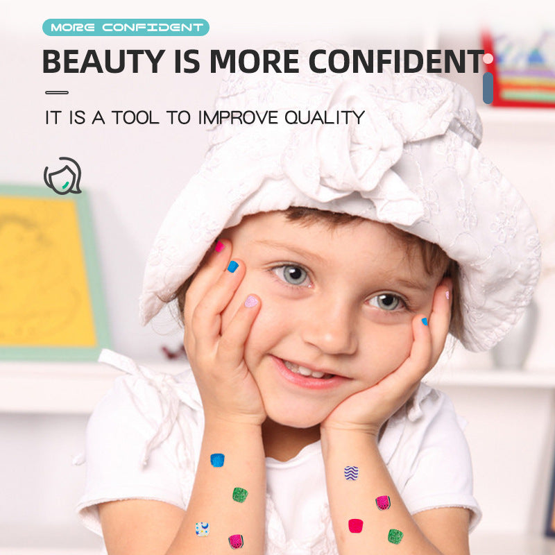 Glam Nail Cross-Border Children Girls Makeup Nail Stickers Set Girls Play House Handmade Diy Nail Stickers Makeup Toys